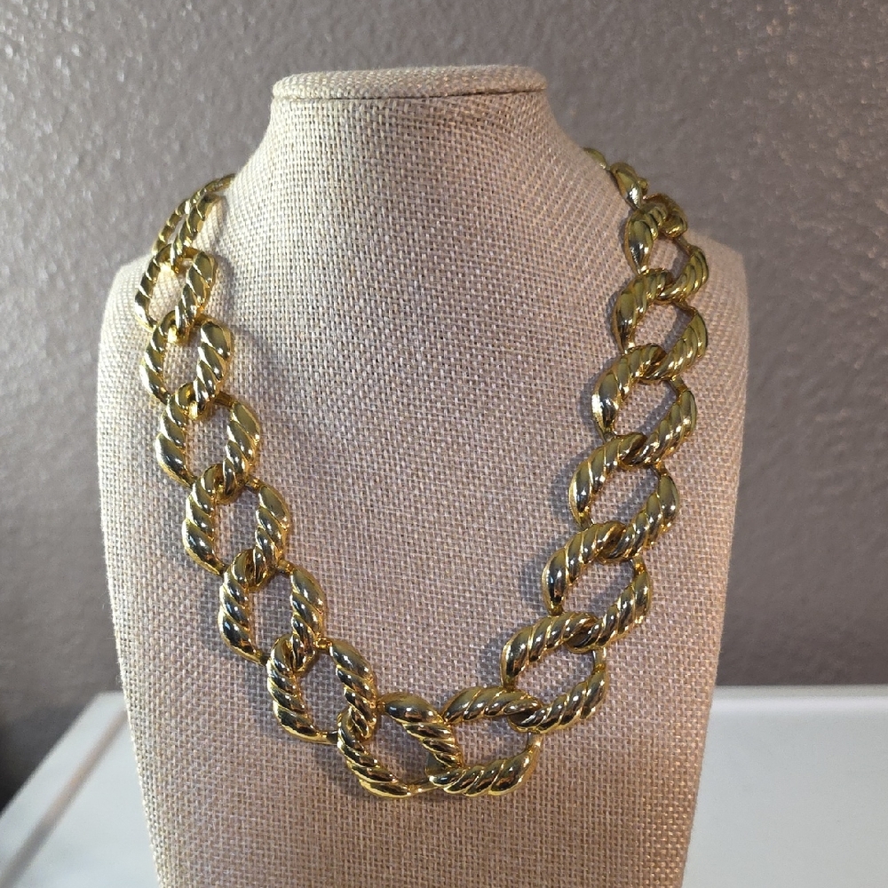 Gold-Tone Twisted Link Necklace - Women Jewelry